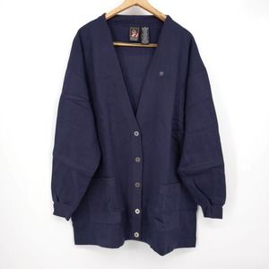 Vintage USA Olympic Fleece Cardigan Sweater JCPenney Navy Blue Women's 3X NEW